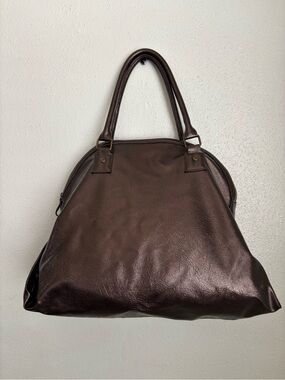 Lancome Brown Metallic Hobo Travel Tote Bag